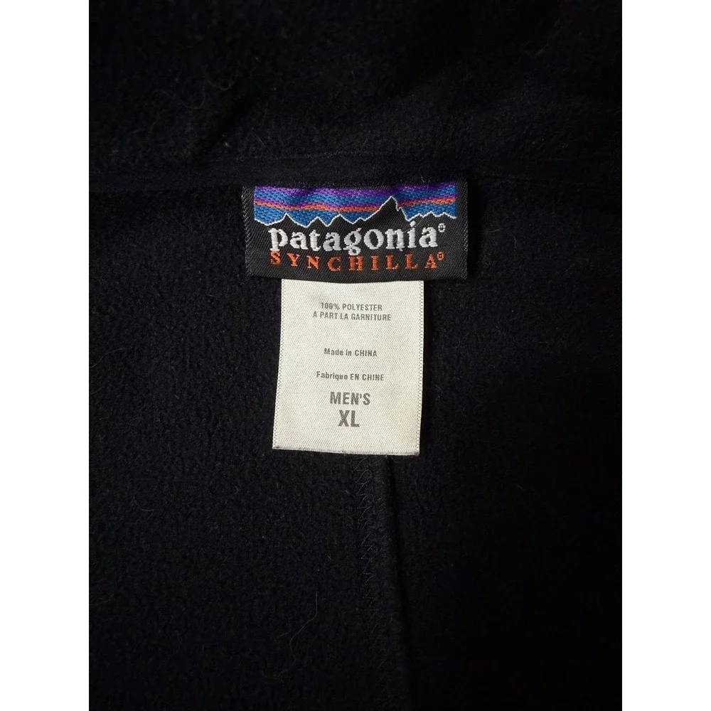 Vintage Patagonia Synchilla Jacket Men XL black,‎ embroidered Logo Full Zip  EUC